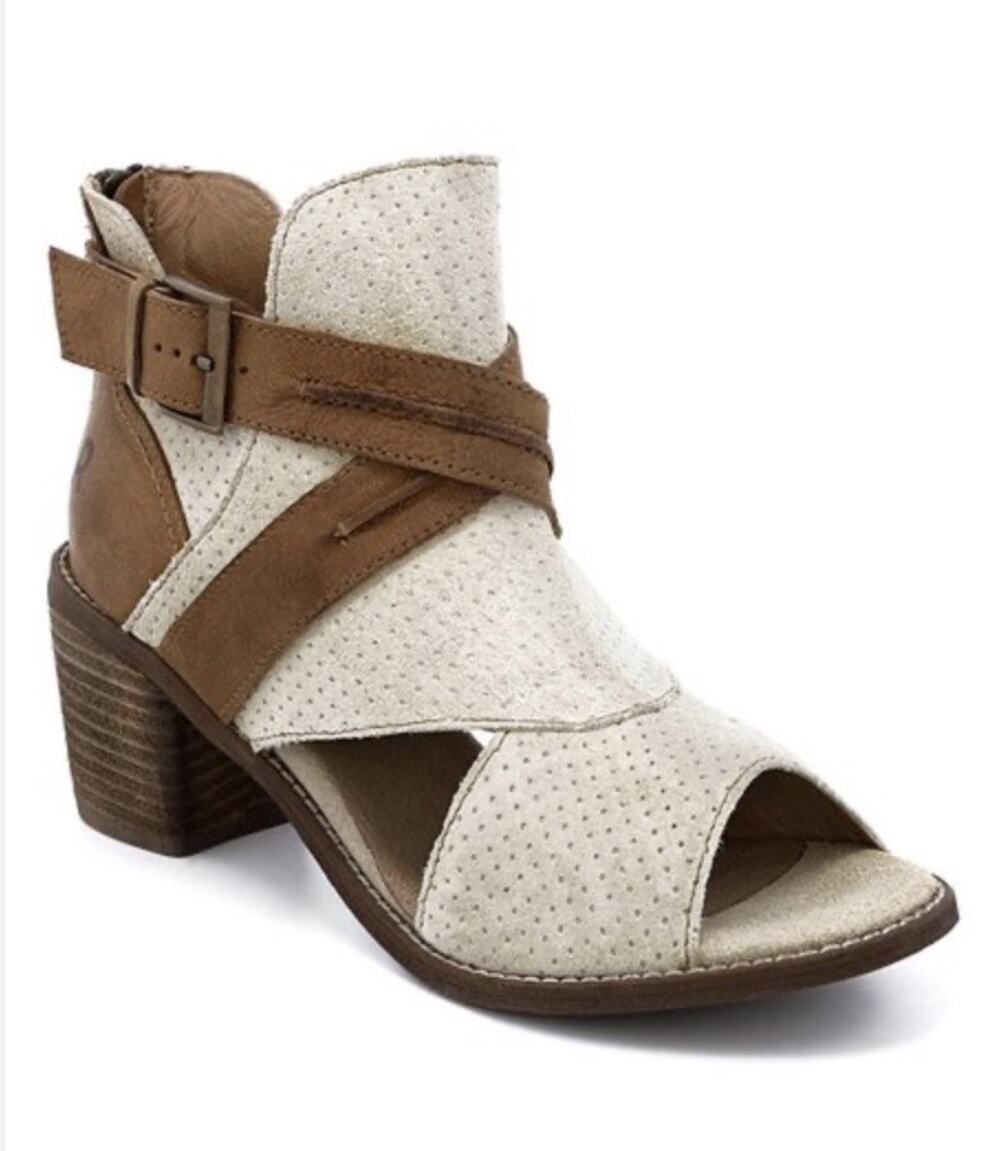 Roan by Bed|Stü Bootie Womens Leather Perforated Open Peep Toe Buckle Boot 8.5
